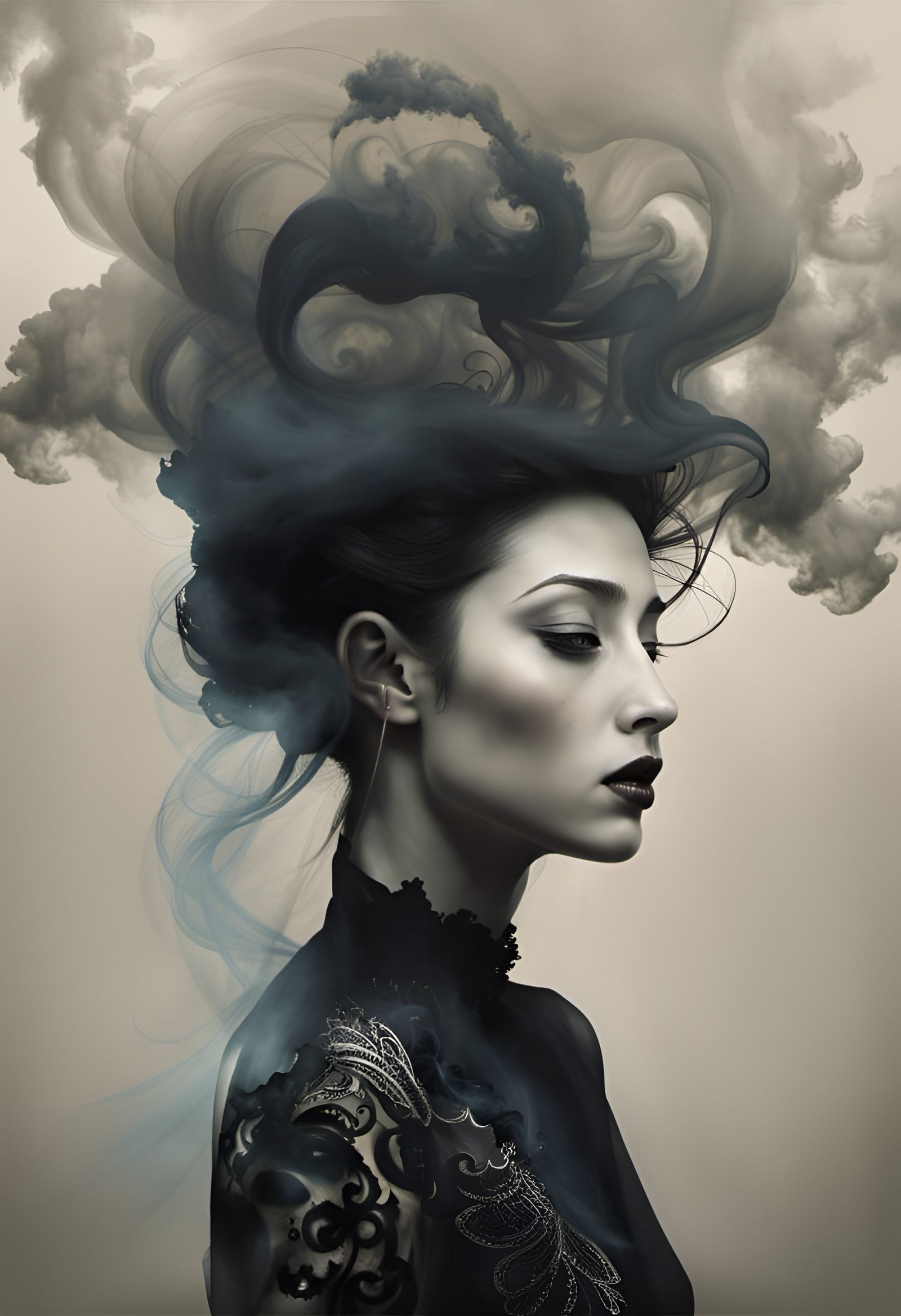 Nightmare Anxiety: Double Exposure Smoke Photography
