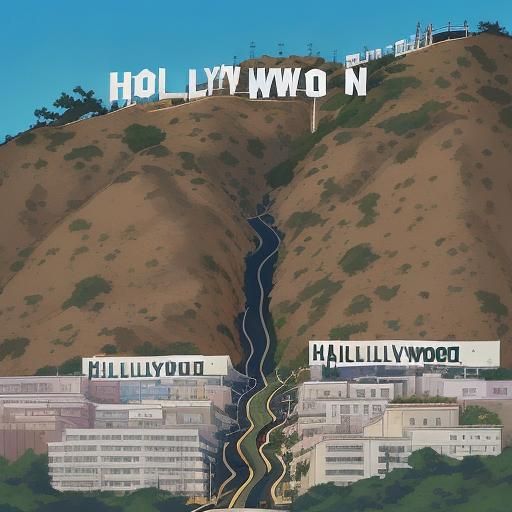 Hollywood Sign in Anime Style