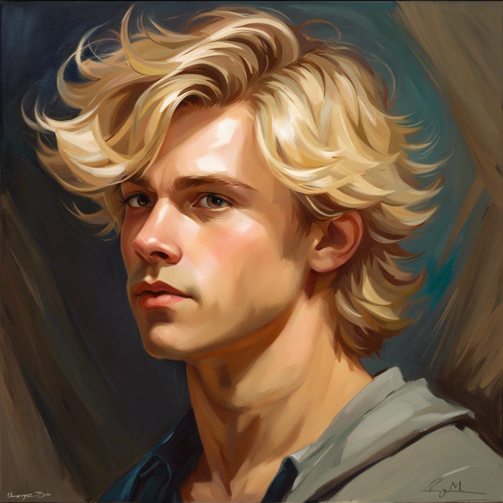 Young Man Portrait in Anime Impressionist Style