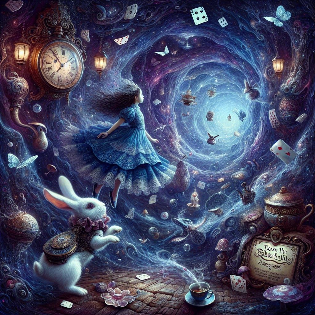 Steampunk Alice in Wonderland: A Surreal Illustration