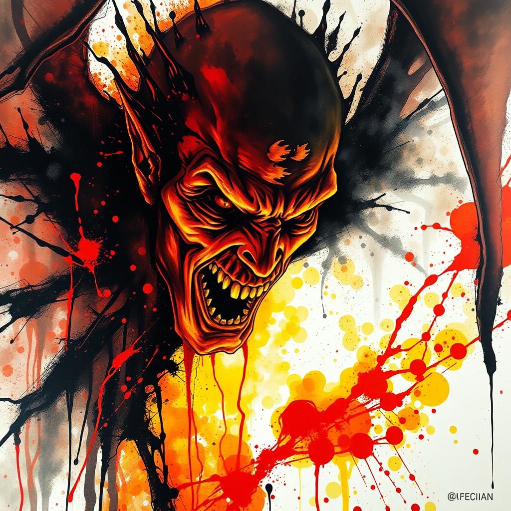 Dramatic Dracula Shadow Art in Liquid Watercolor Style