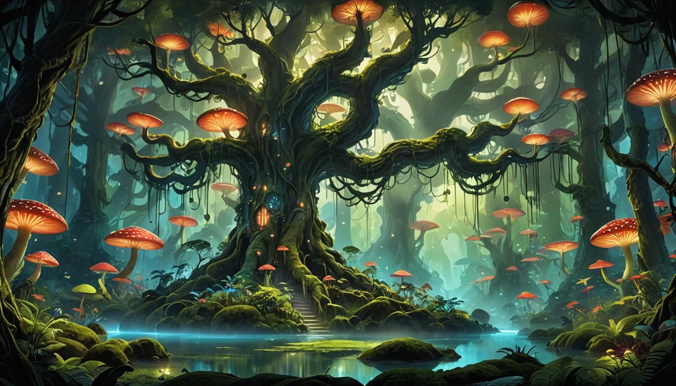 Luminescent Forest Stage Design in Avatar Style