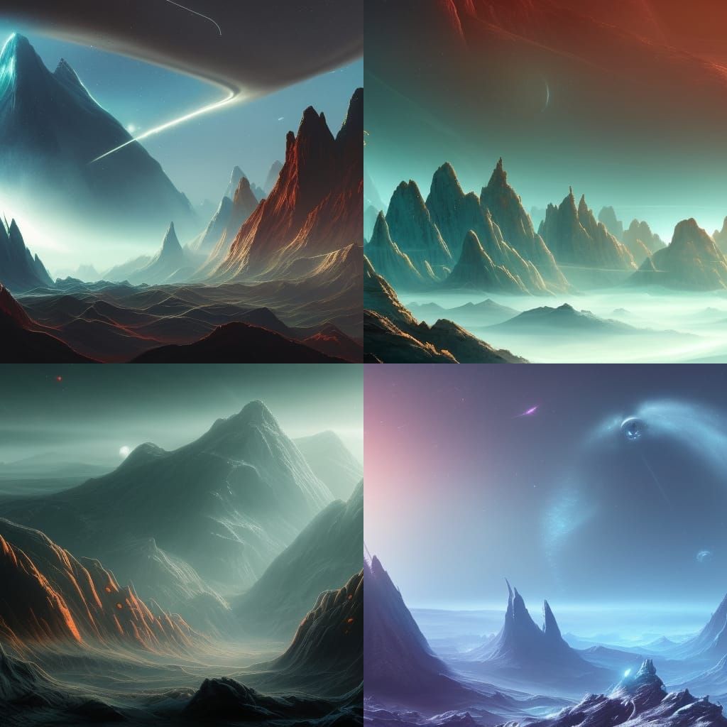 Sci-Fi Alien Planet Landscape Beyond Our Galaxy