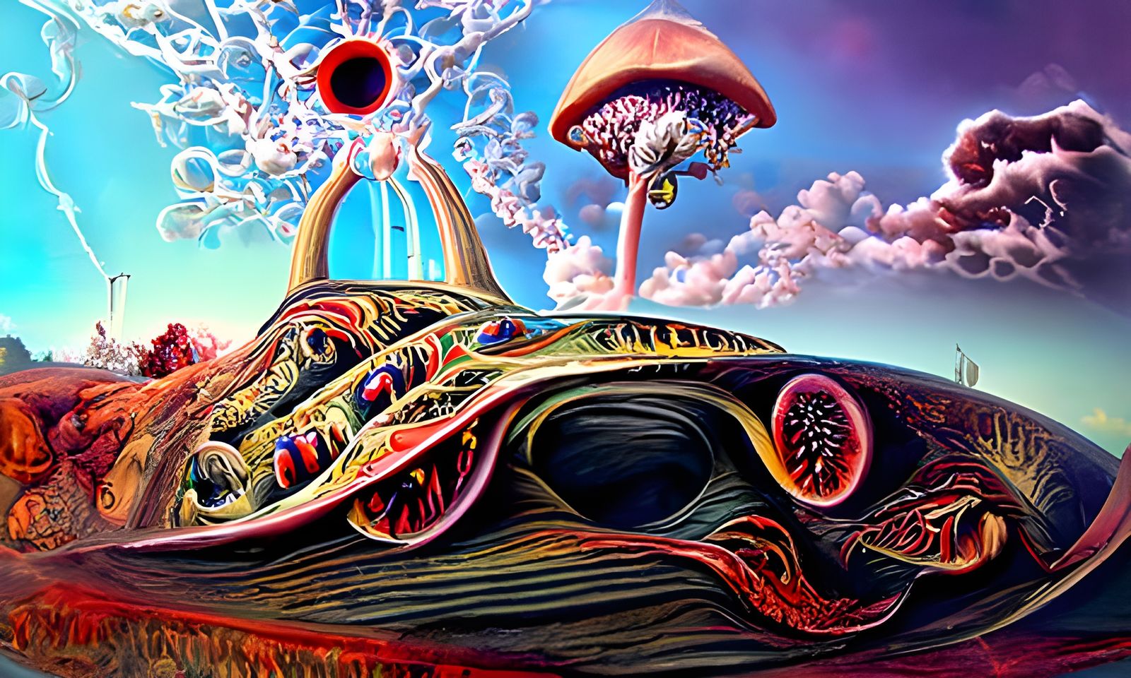 Neosurreal Psychovolcanic Landscape in Biopunk Style