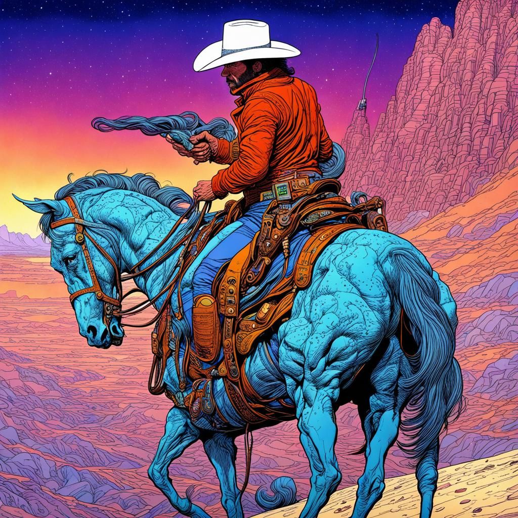 Space Cowboy in Moebius Comic Book Style