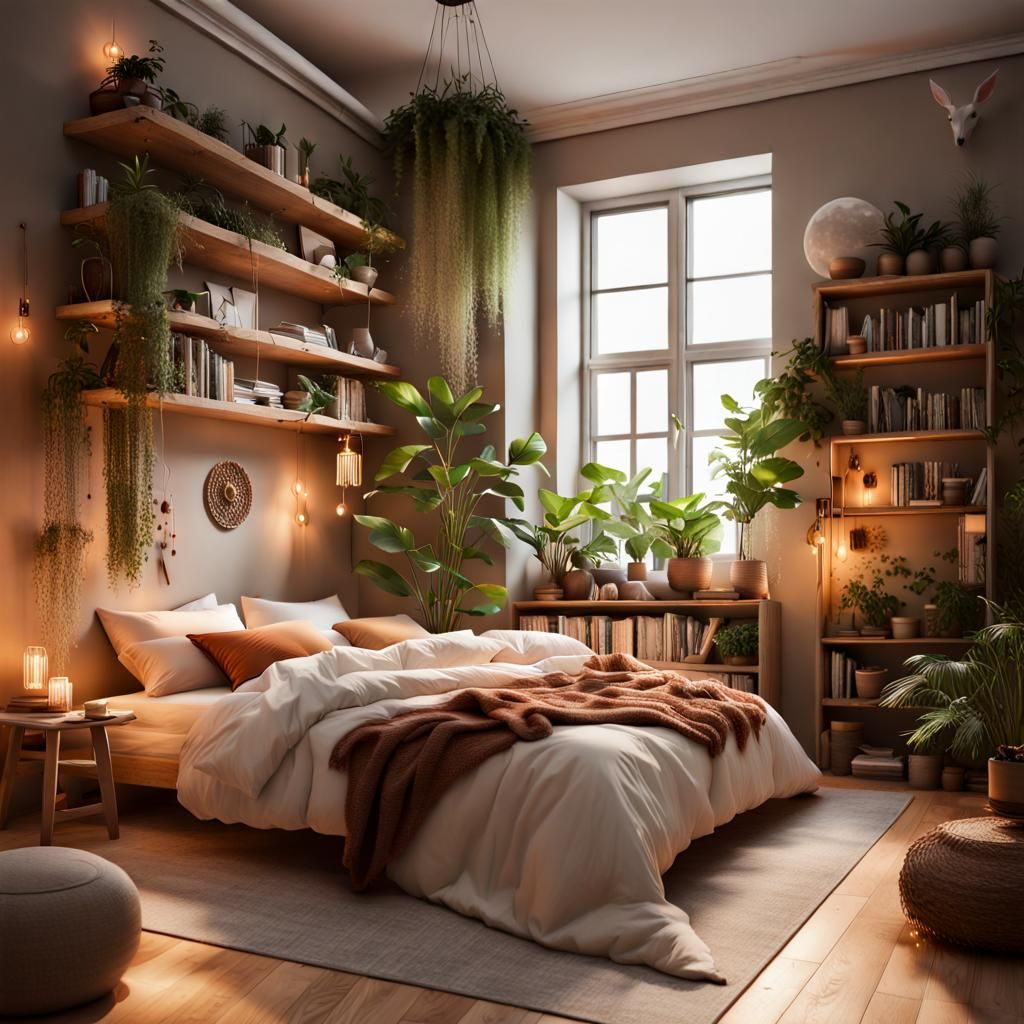 Cozy scandi-boho bedroom