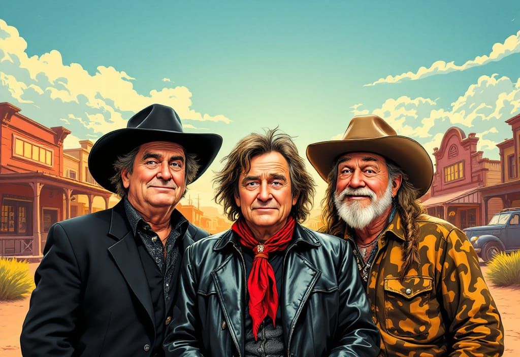 Country Music Stooges in Comic Book Style