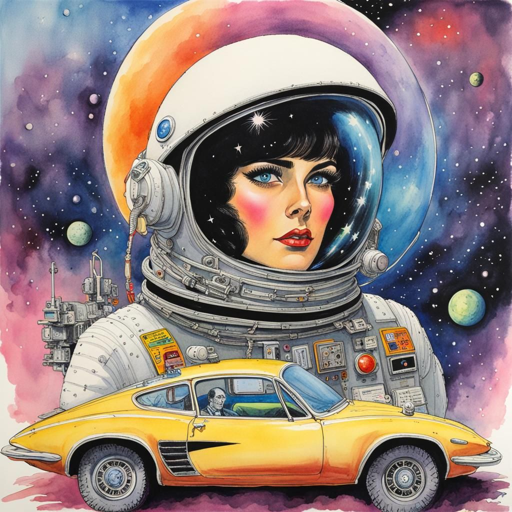 Major Tom Infiltrates Area 51: Cartoon Watercolor Style