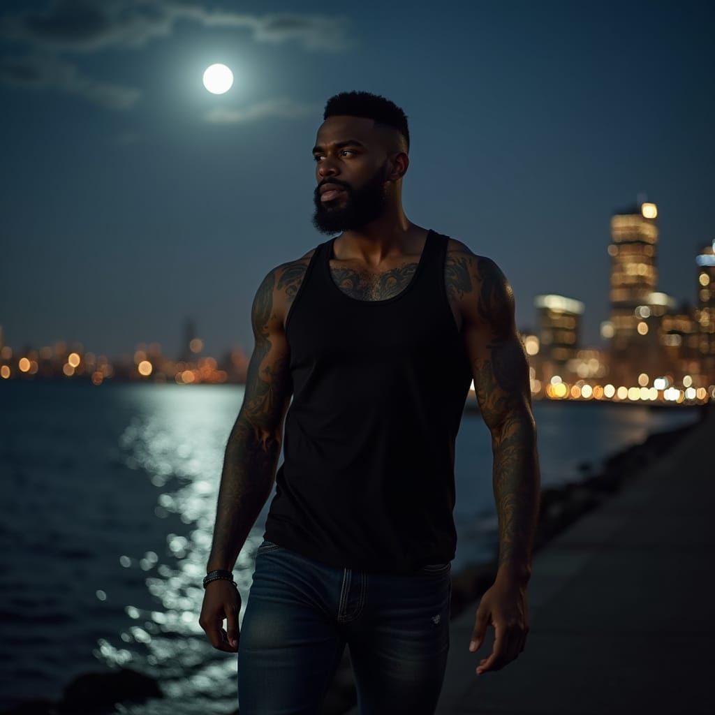 Moody Portrait of a Tall, Muscular Man by the Boston Harbor ...