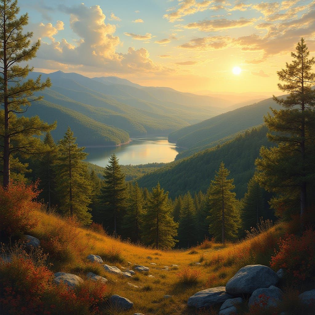 Massachusetts Landscape in Warm Golden Light