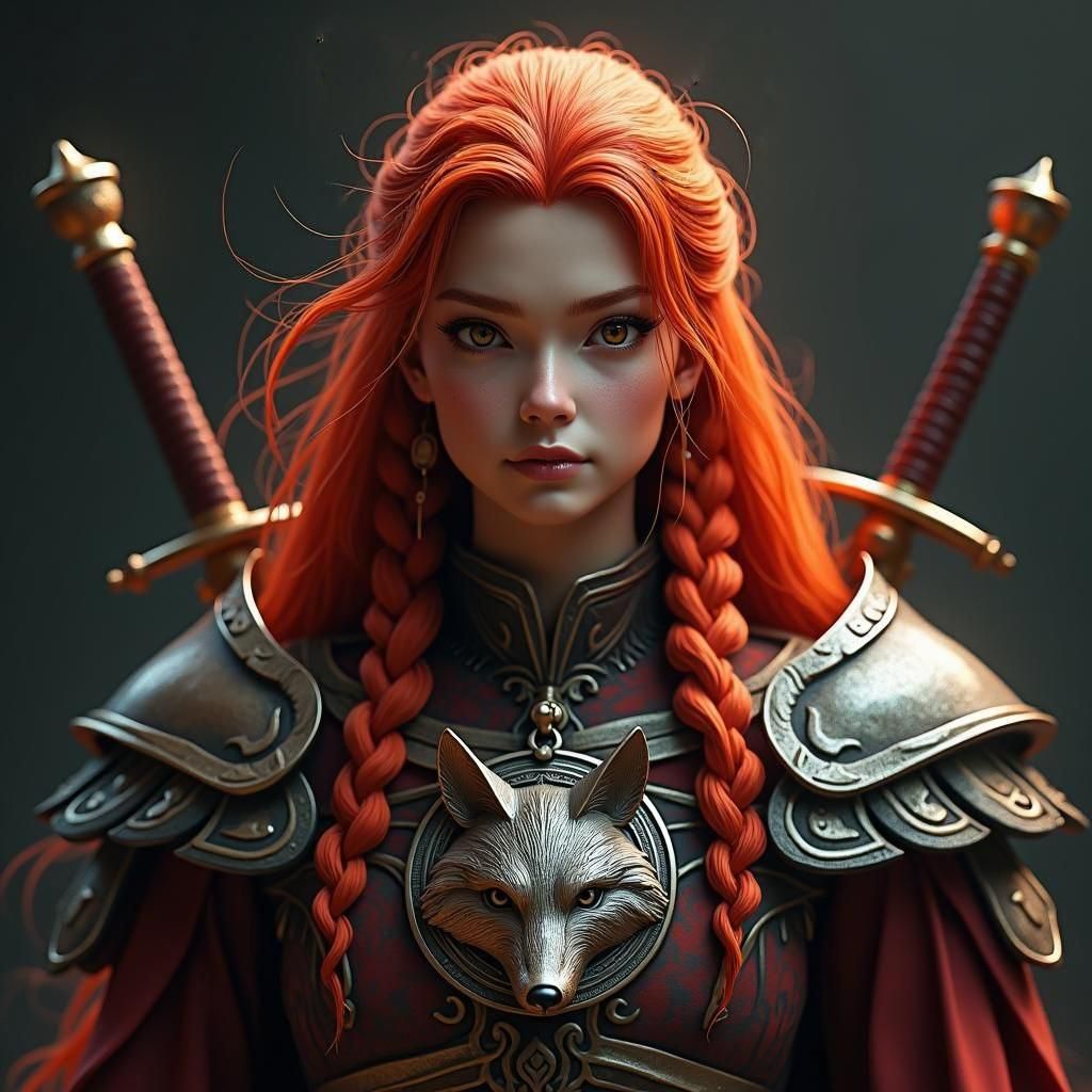 Warrior with Swords: Hyperdetailed Fantasy Portrait