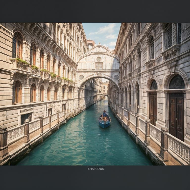 Venice Bridge of Sighs: Detailed Digital Art