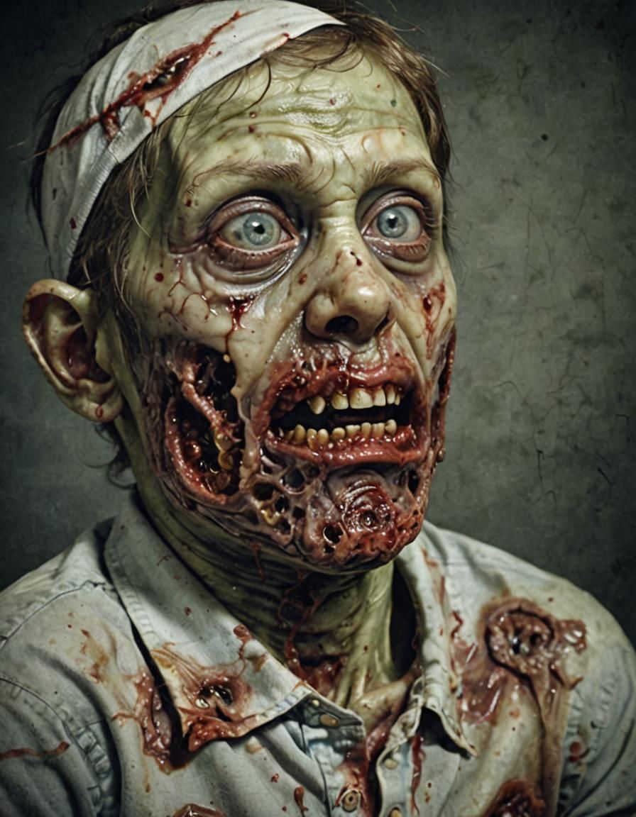 Photorealistic Zombie Fetus with Hanging Eye