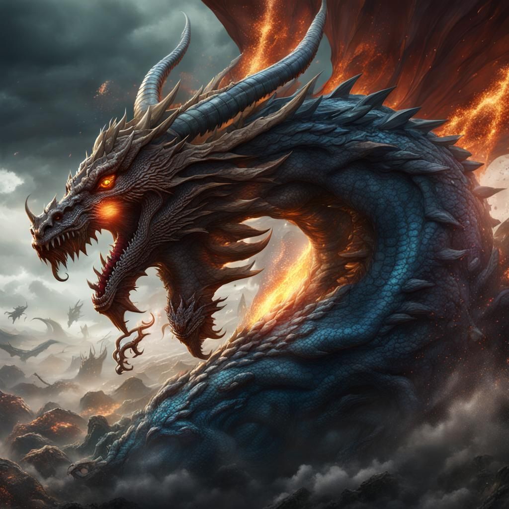 Wind Elemental Dragon in Tornado: Fantasy Concept Art