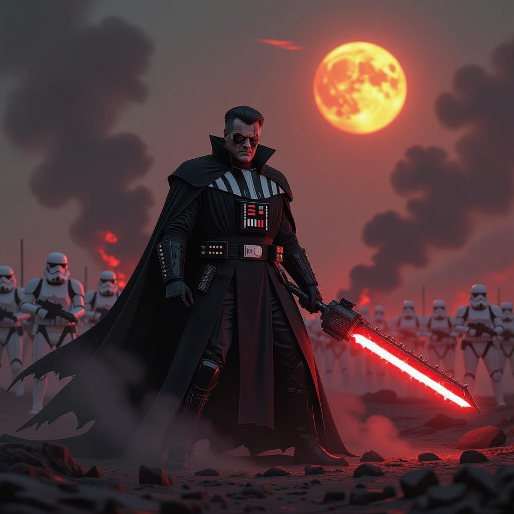 Bruce Campbell as Sith Lord with Chainsaw Vibro-Blade