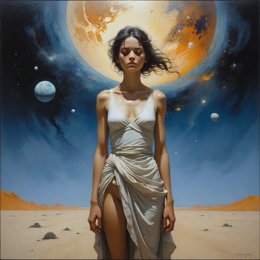 Surreal Time and Space Oil Painting