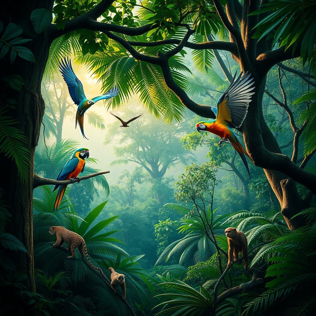 Exotic Rainforest in Hyperrealistic Detail