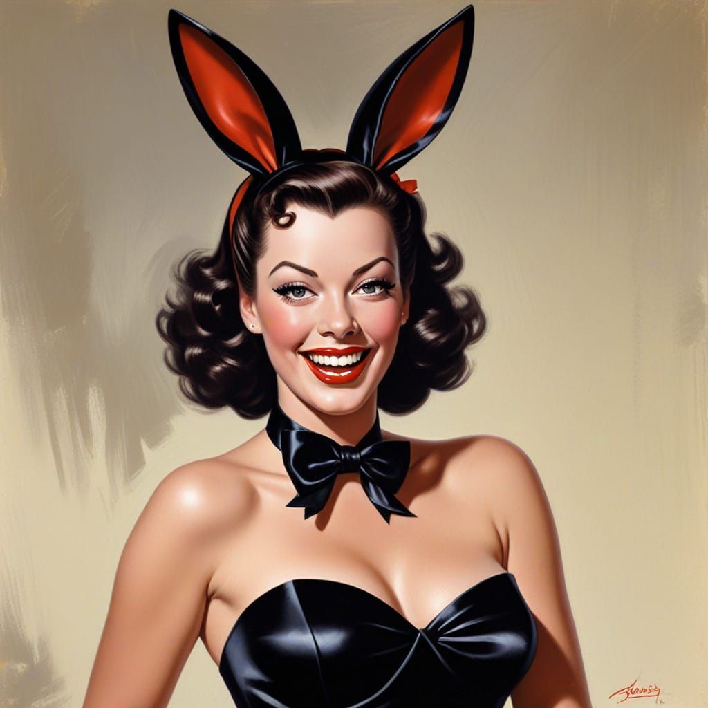 Tim Curry as Playboy Bunny in Pin-Up Painting