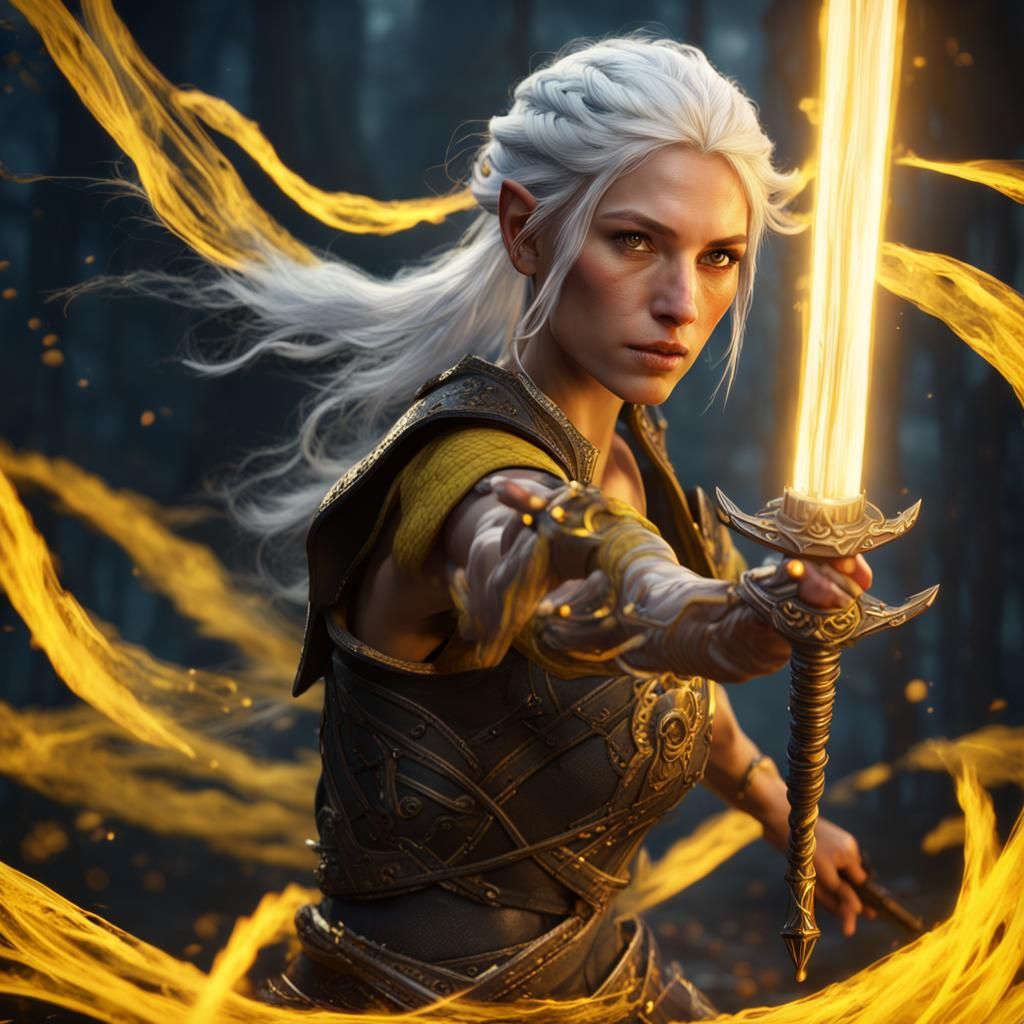 DnD Fighter with Magic, Fantasy Concept Art