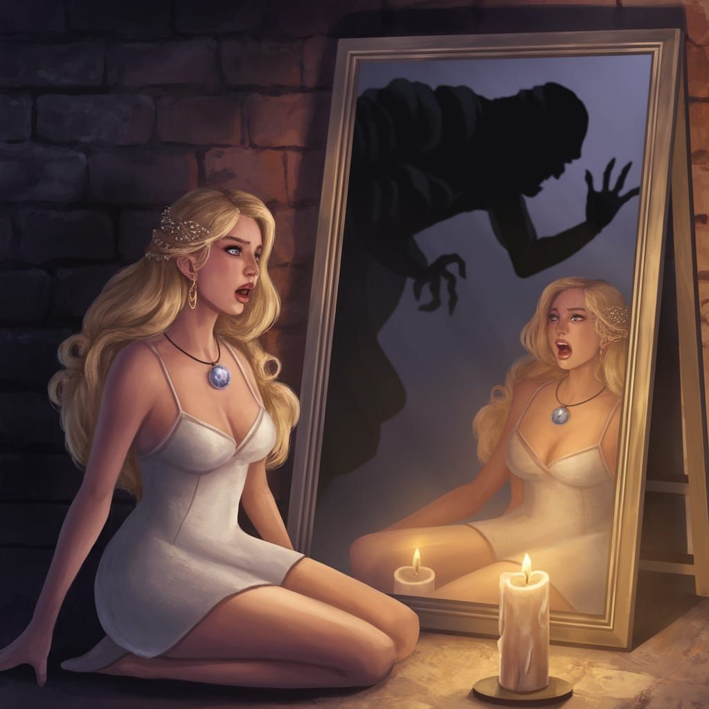 Ethereal Blonde Goddess in Antique Elegance