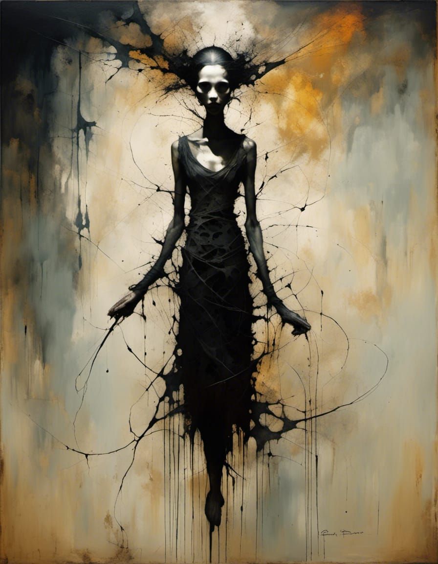 Abstract Expressionism Portrait with Tilted Horizon