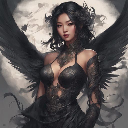 Dark Asian Mistress Angel in Lingerie