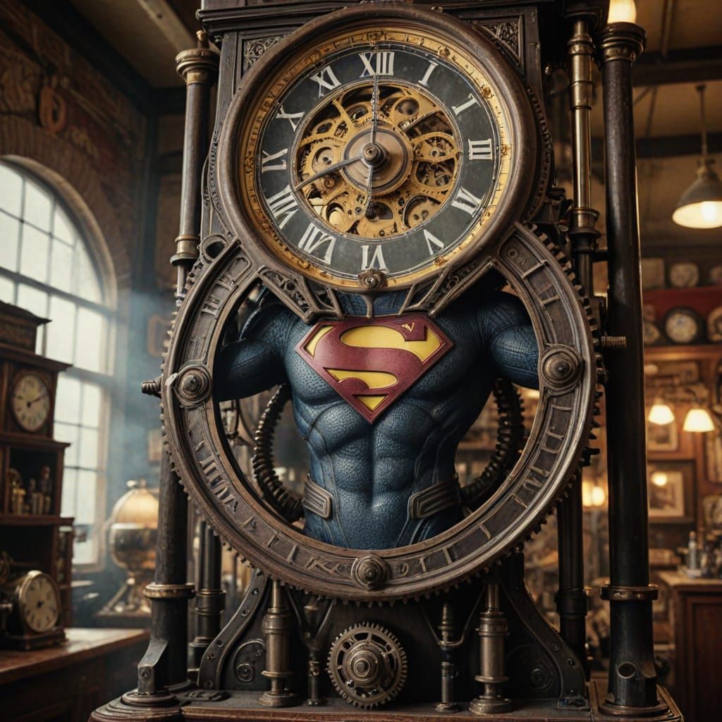 Steampunk Superman Entwined with Clockwork Majesty
