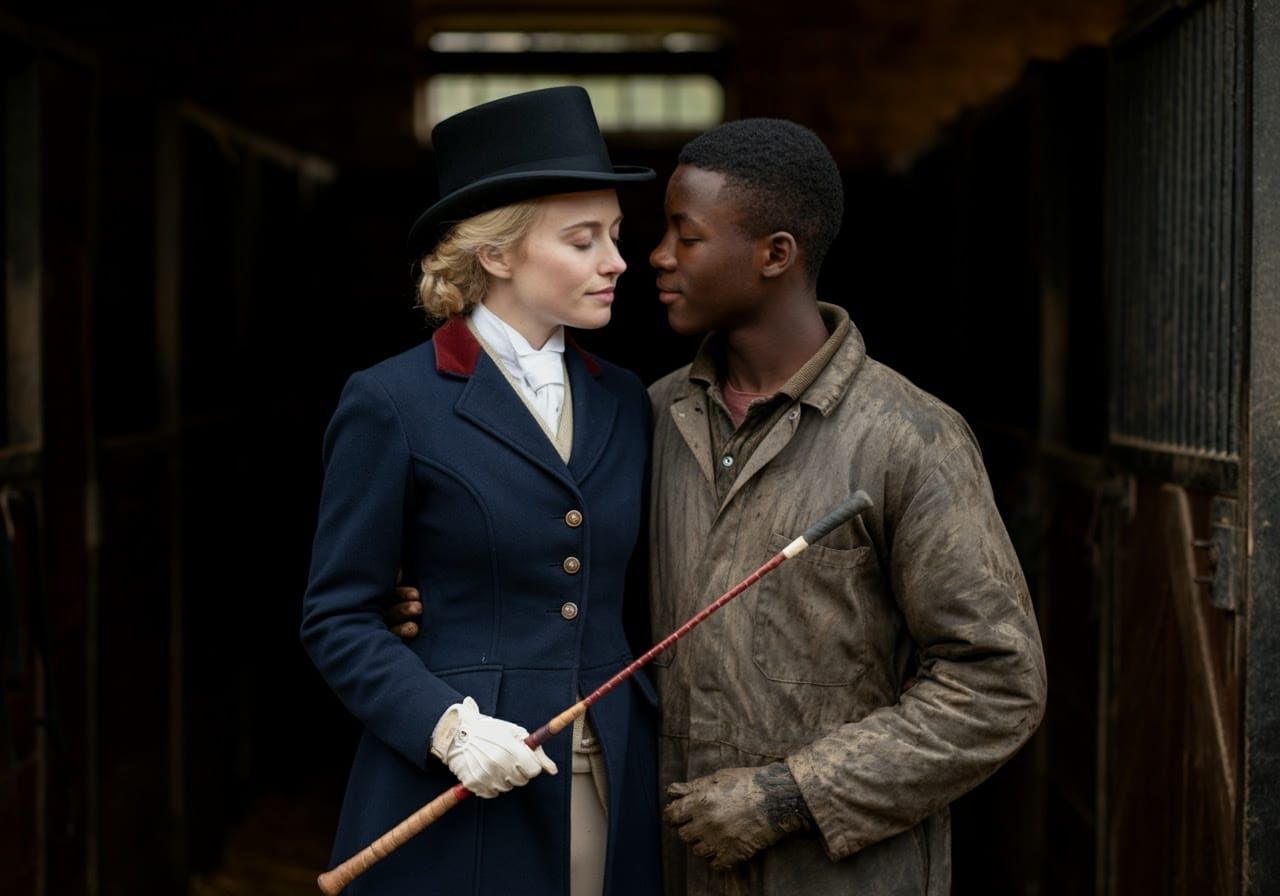 English Countess and Stable Boy in Pre-Raphaelite Style