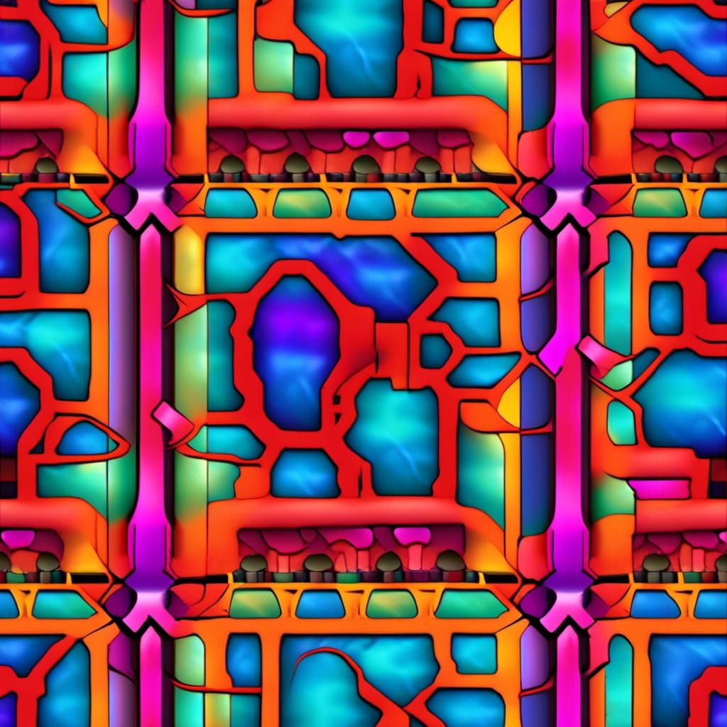 Colorful 3D Geometric Pattern in Metal Style