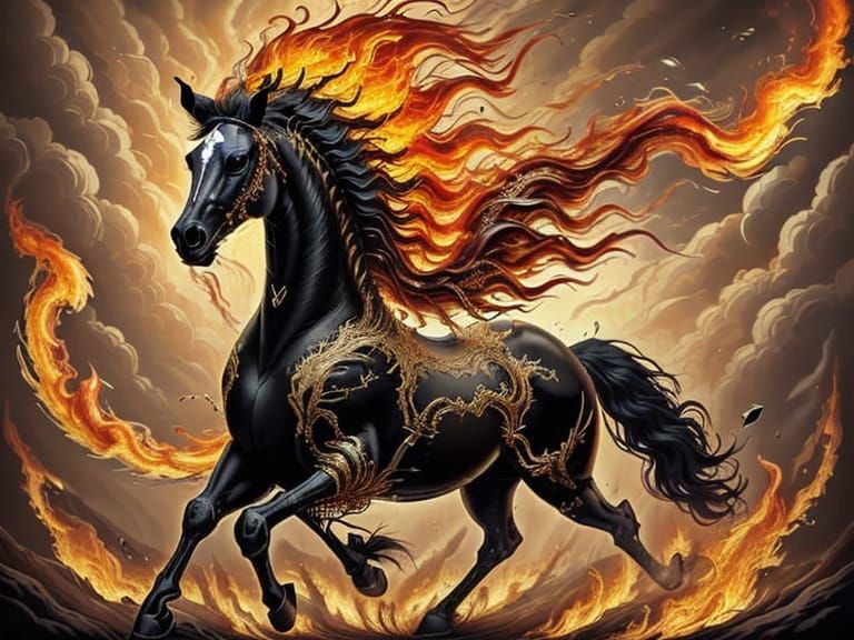 Ethereal Flaming Fire Horse Spirit