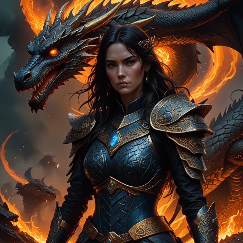 Heroic Celtic Warrior Rides Majestic Dragon