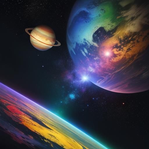 Hyperrealistic Planets in Splash Art Style