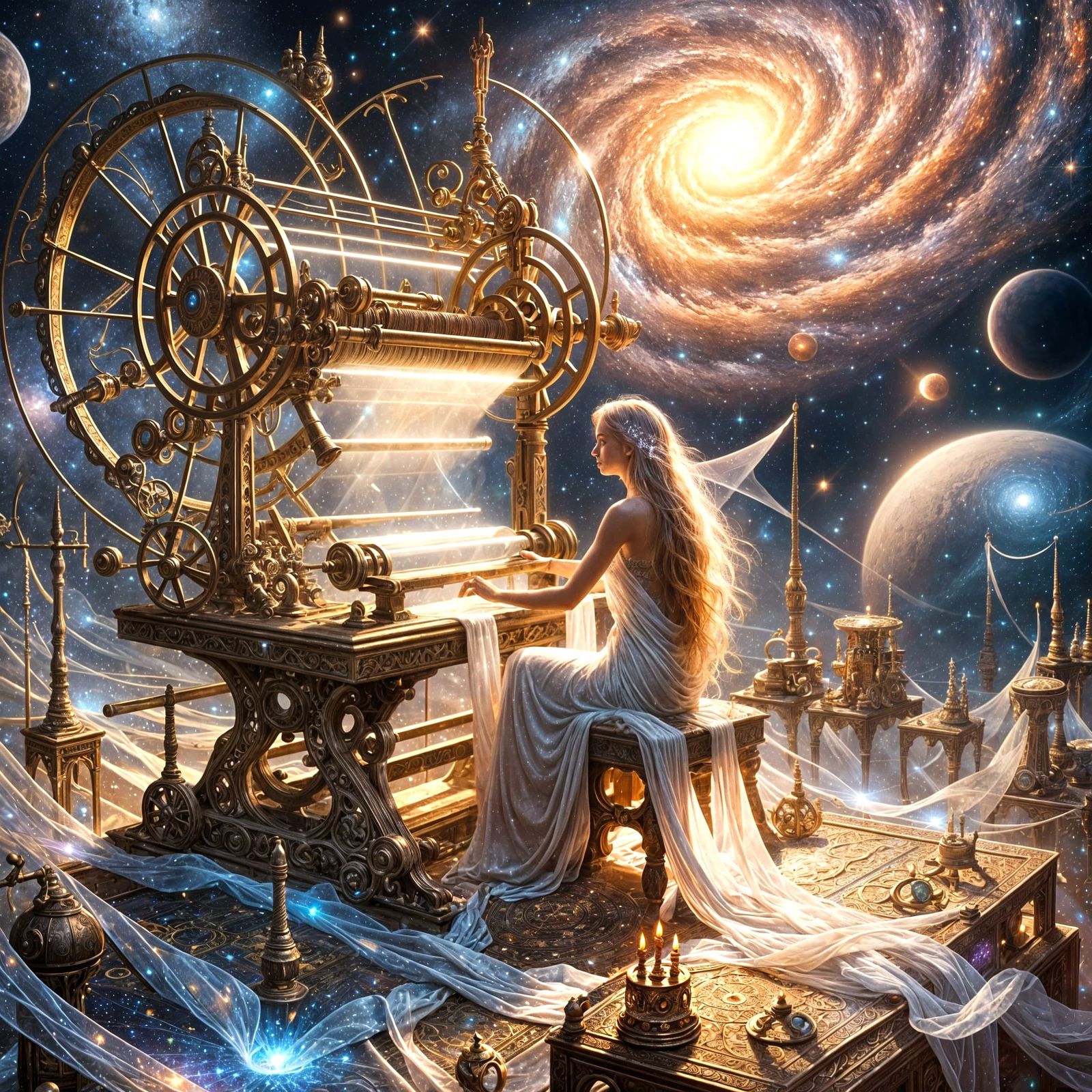 Celestial Seamstress Weaving Starlight Gowns