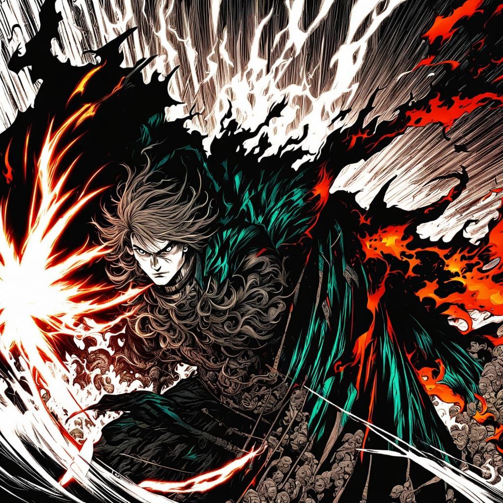 Anime Woman Attacks Villain with Rage Magic