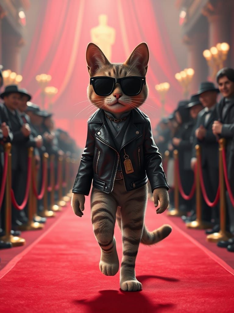 Glamorous Feline Struts the Red Carpet