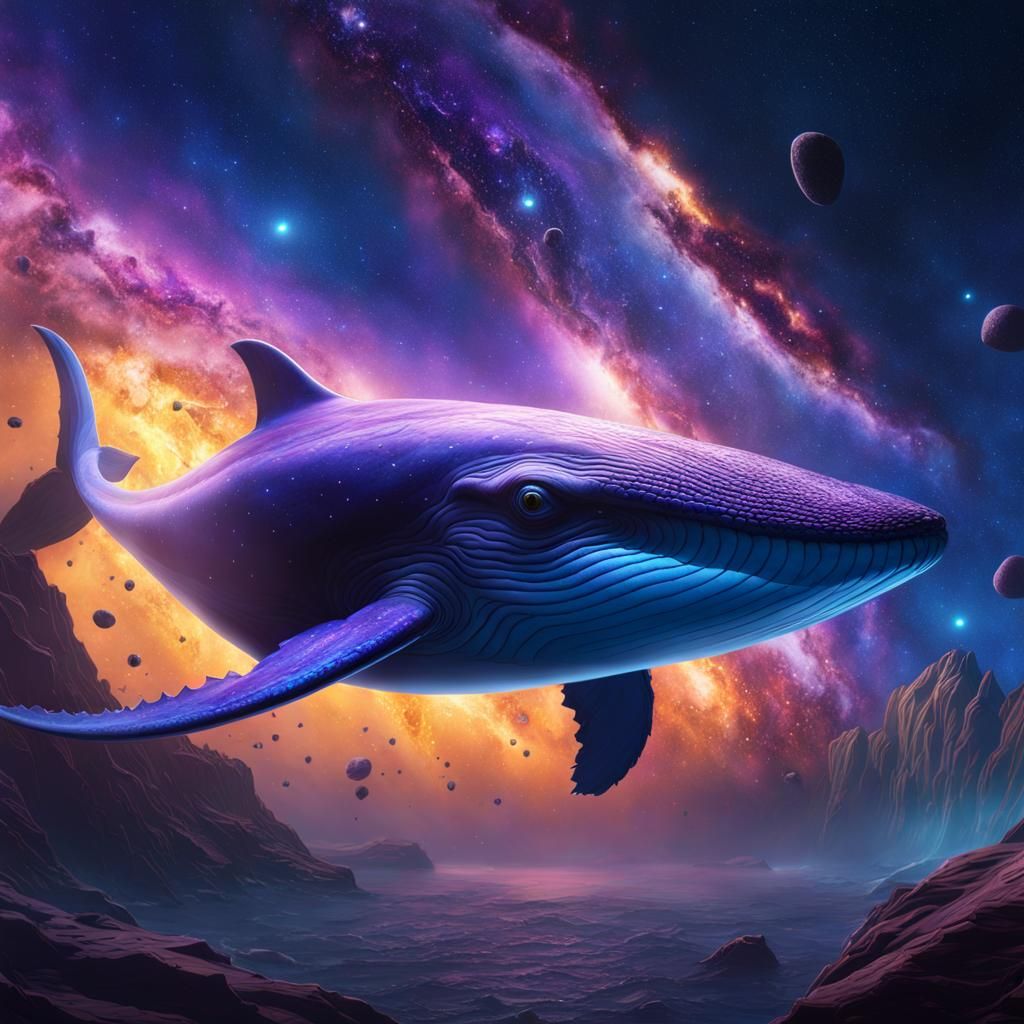 Blue Whale Galaxy Dreamscape in Dark Fantasy Style