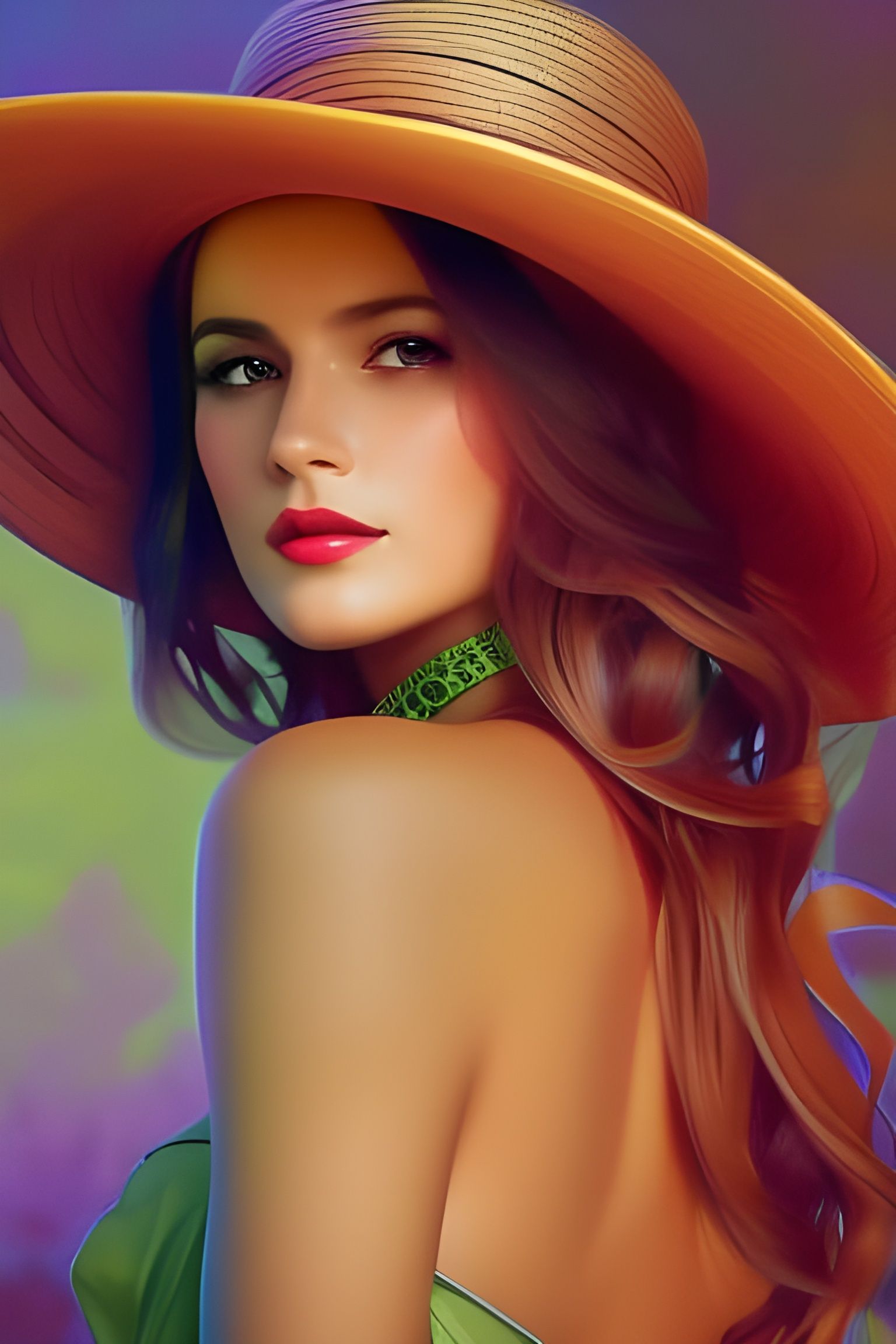 Psychedelic Western Portrait of Southern Woman, Detailed Art