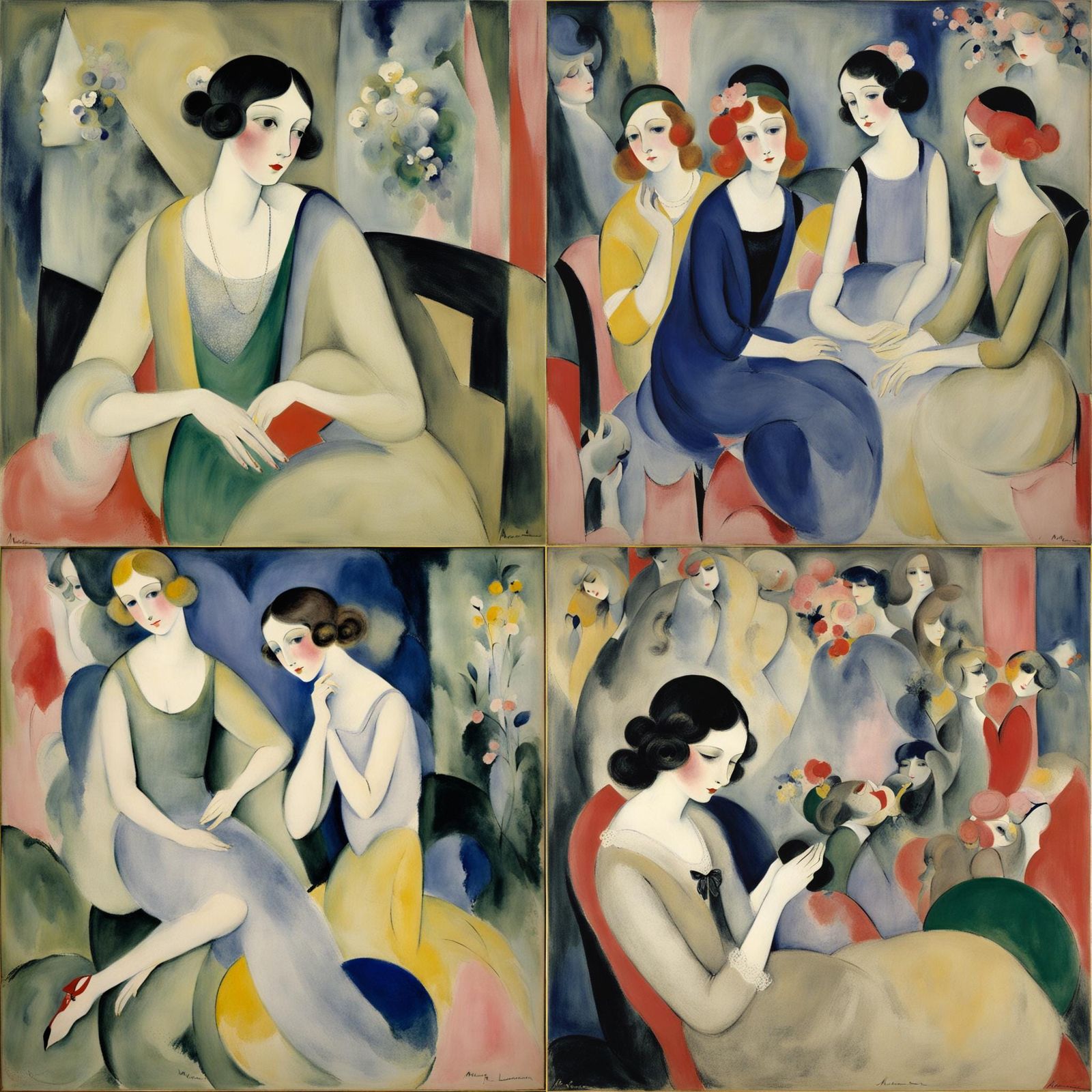 Elegant Portrait in the Style of Laurencin