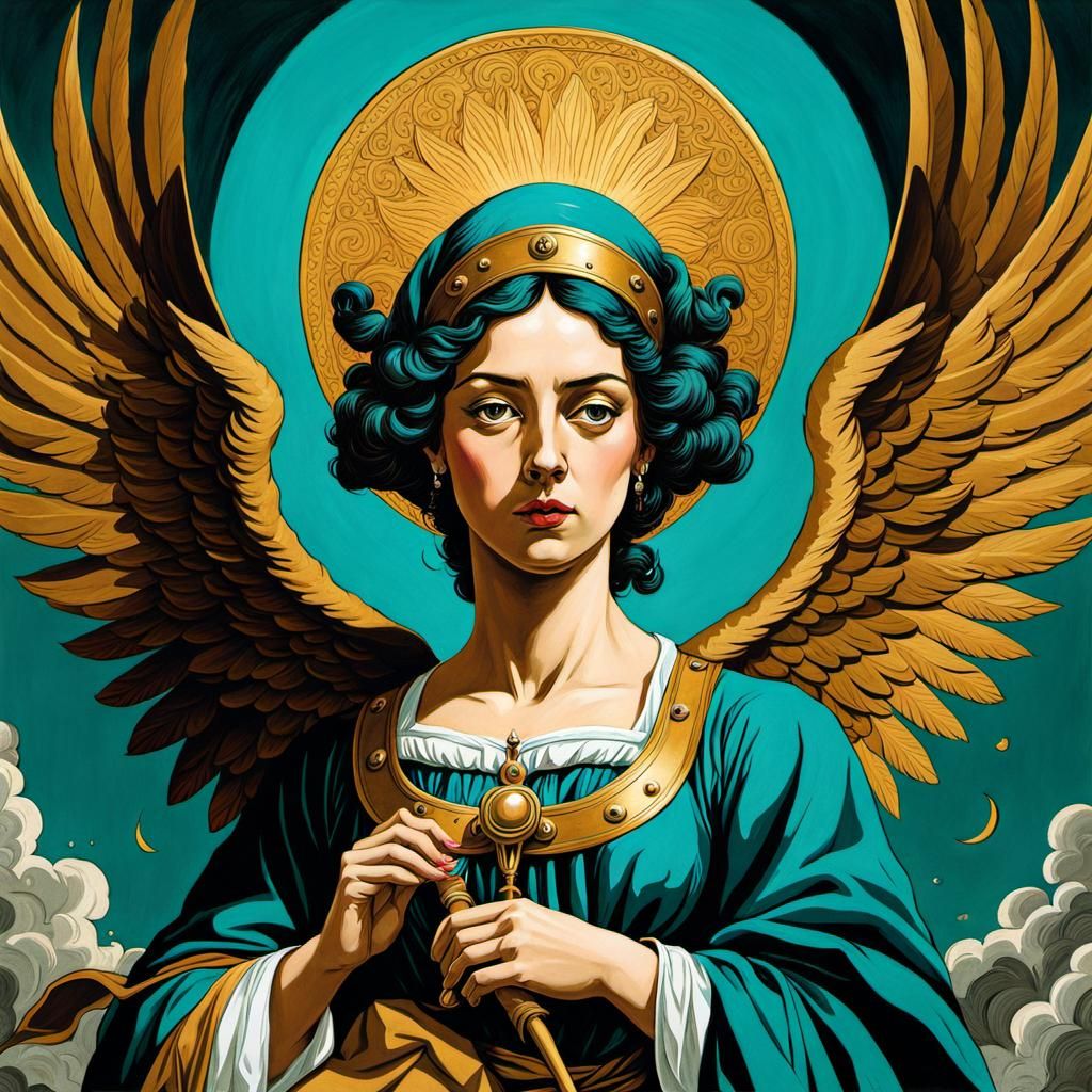 Angel of Hope: Gouache and Ink Print Art