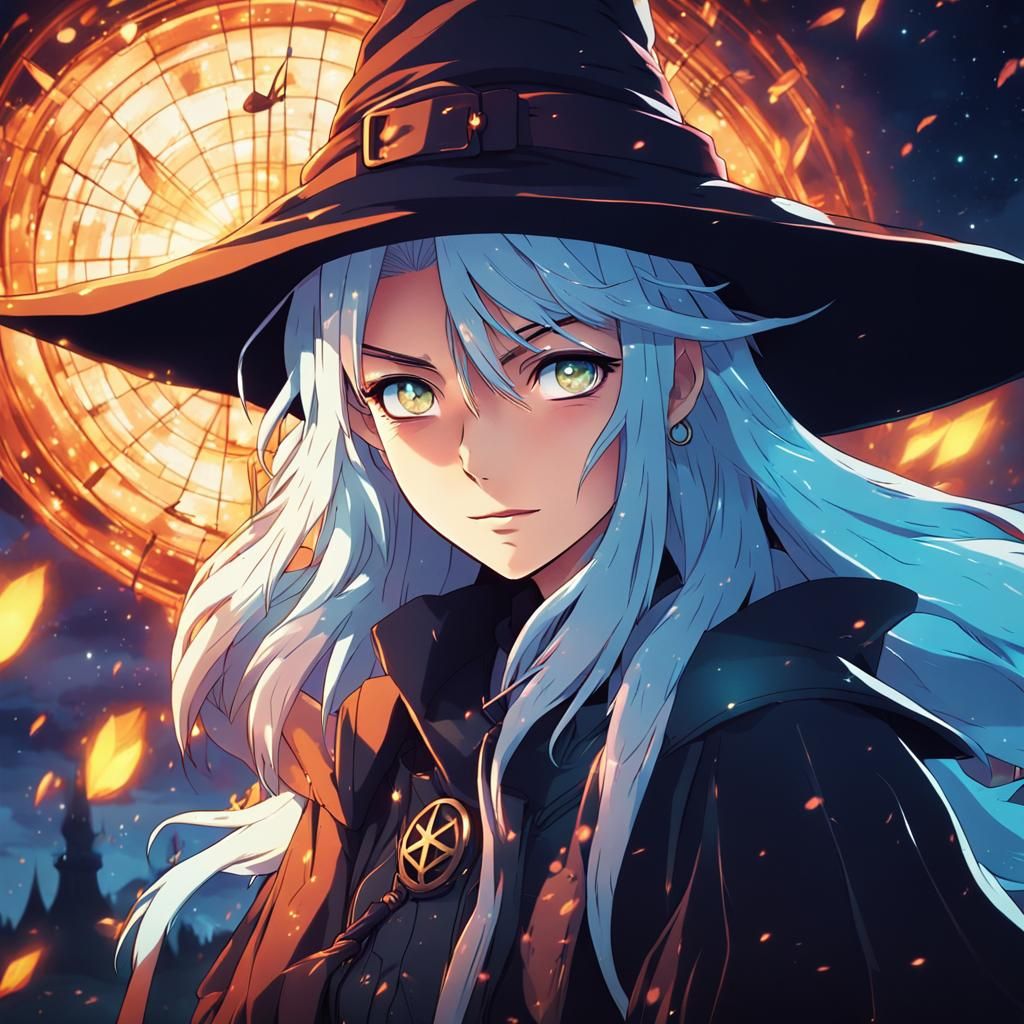 Anime Witch with Piercing Eyes, Cel-Shaded Art