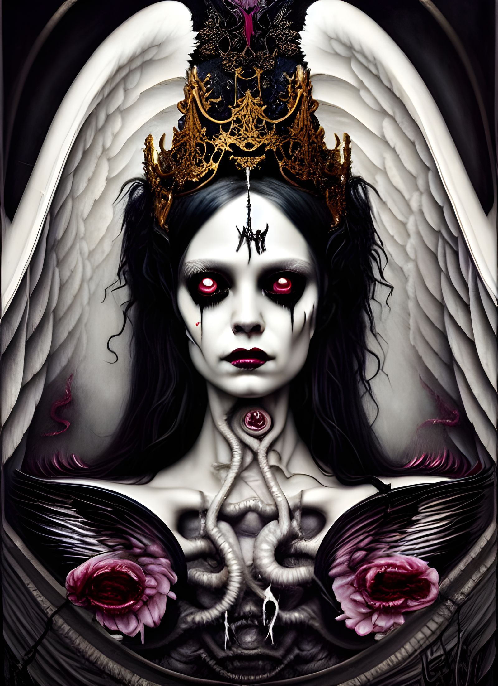 Sinister Angel with Tears of Black Blood