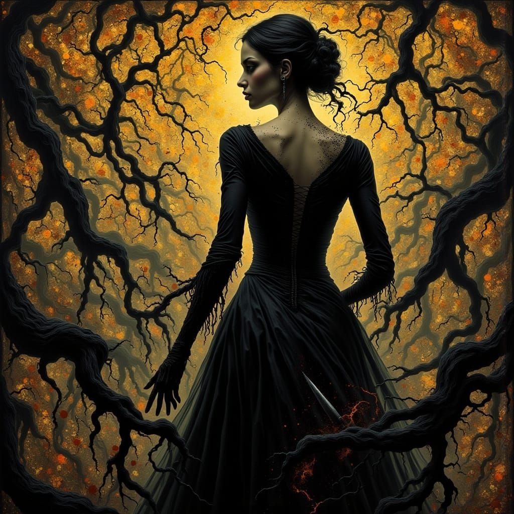 Eva Kant in Klimt Style with Gothic Aura