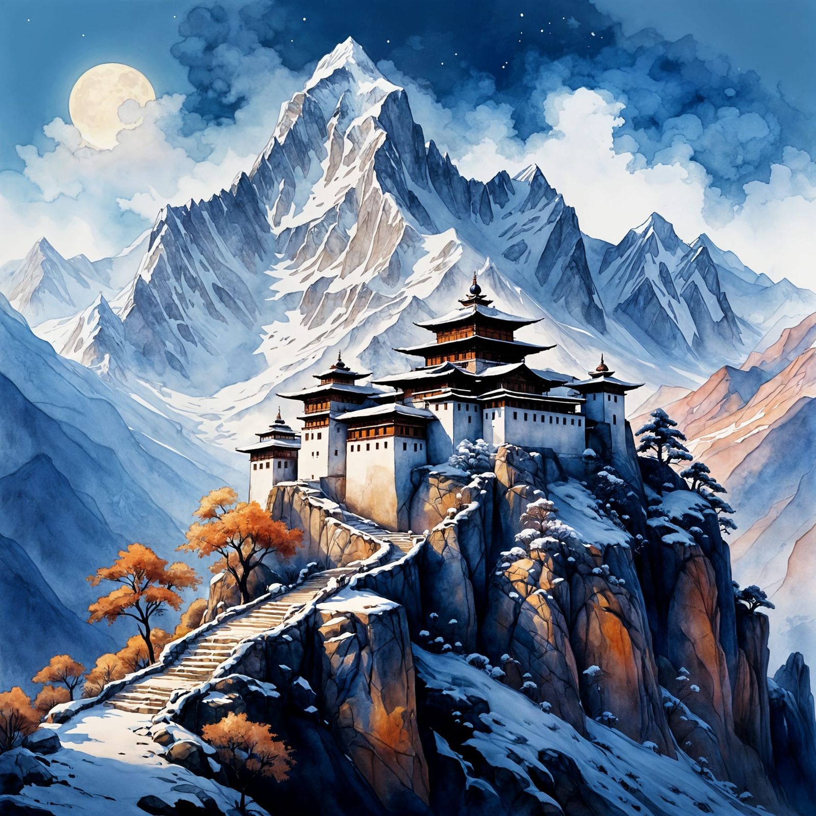Himalayan Monastery: A Minimalist Fantasy Landscape