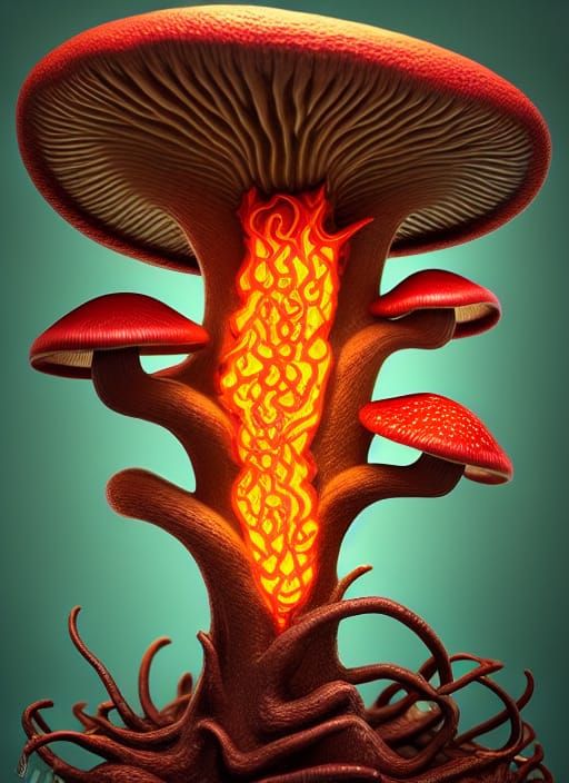 Fiery Claymation Fungi Tornado in 3D Digital Art