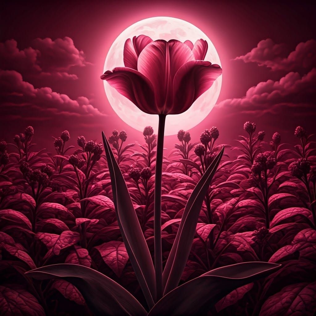 Magenta Tulip in Deadly Nightshade Garden