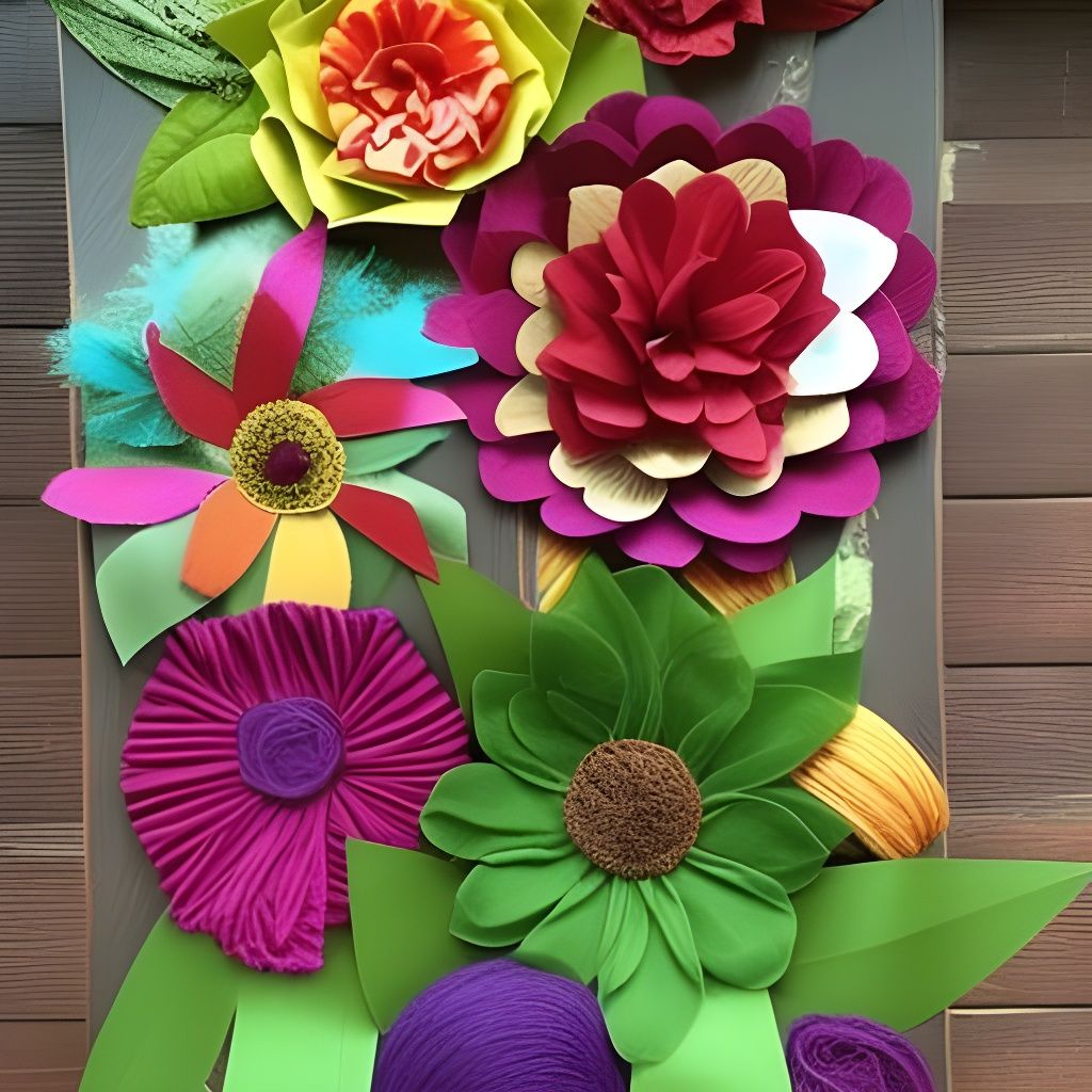 Vibrant Fabric Flower Collage in Mixed Media