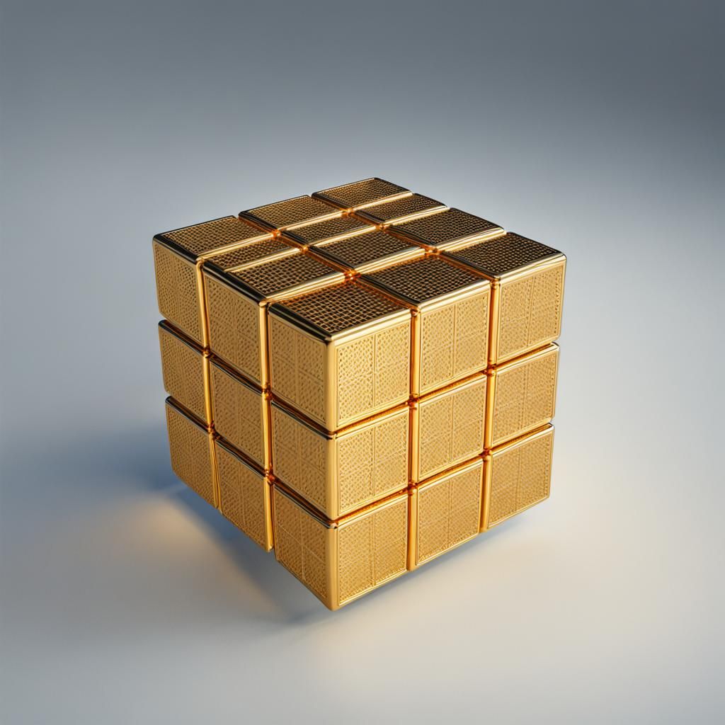 Golden Cube Minimalist AI Art