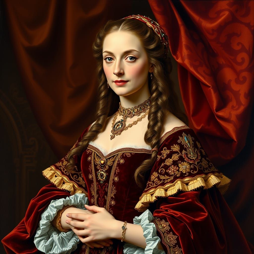 Baroque Lady in Velvet Attire