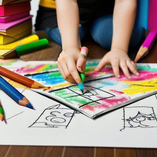 Cozy Family Scene in Childlike Crayon Art