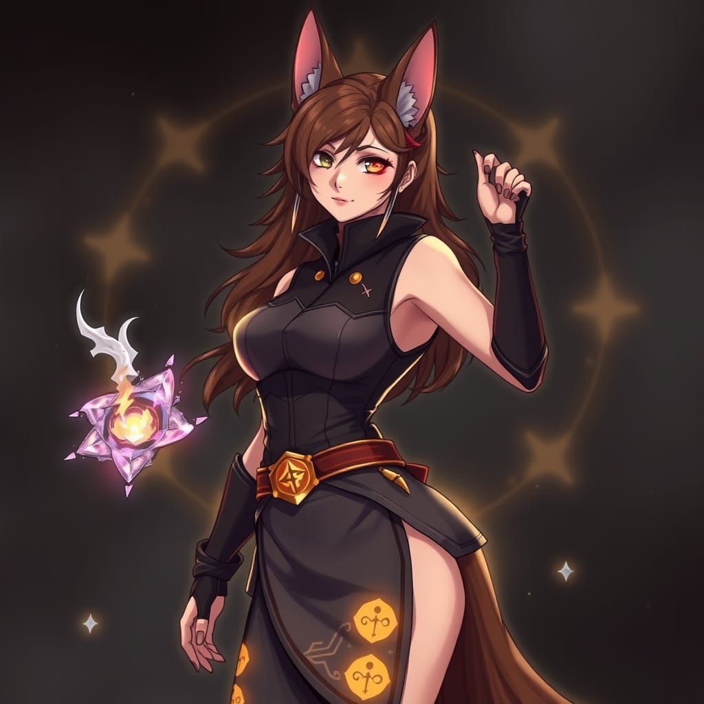 Fantasy Anime German Shepherd Spell Caster in Elegant Armor